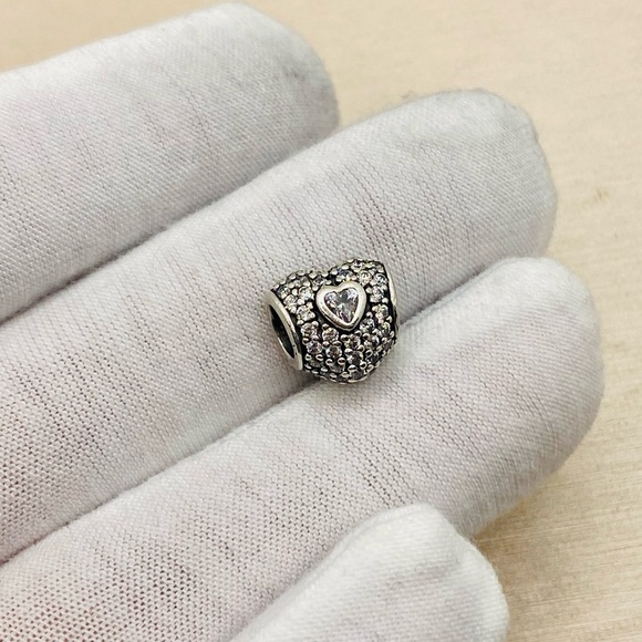 EUC Pandora 791168CZ Sterling Silver In My Heart Charm w/ Clear Zirconia - Picture 4 of 8